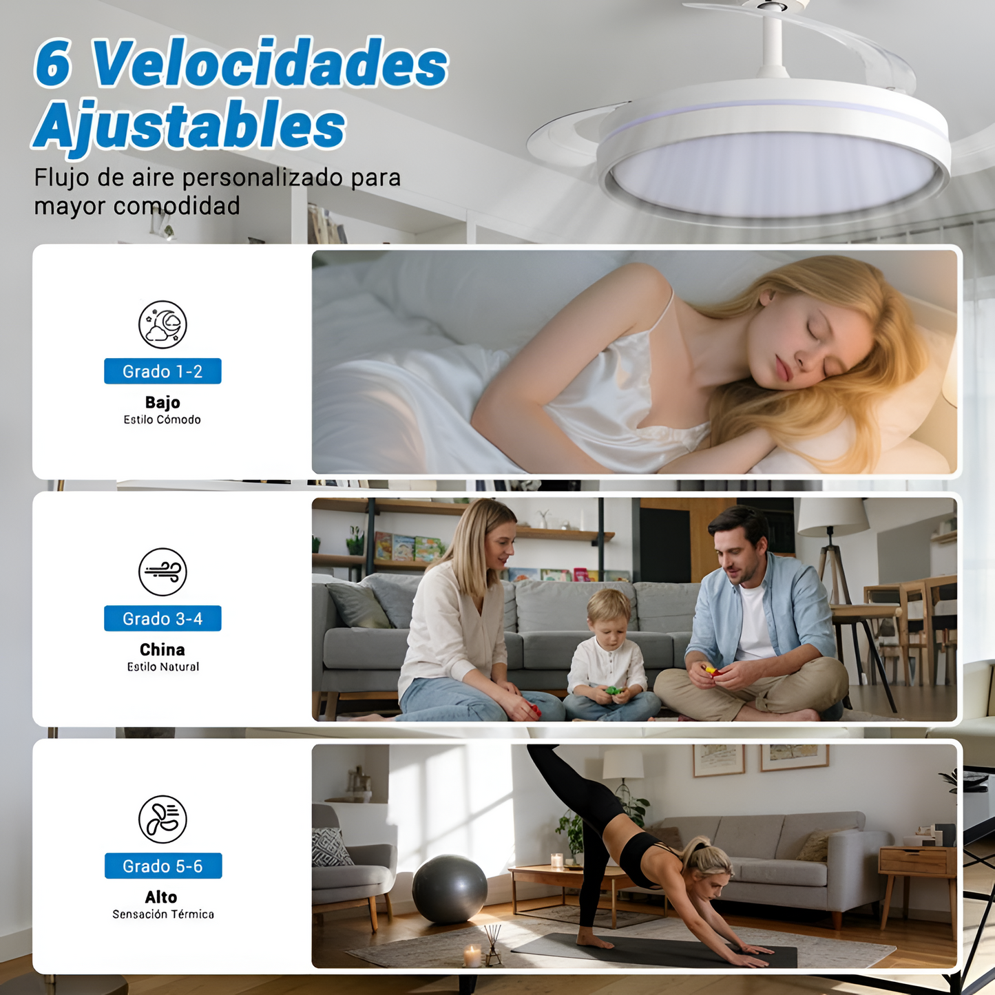 Ventilador de Techo con Luz LED