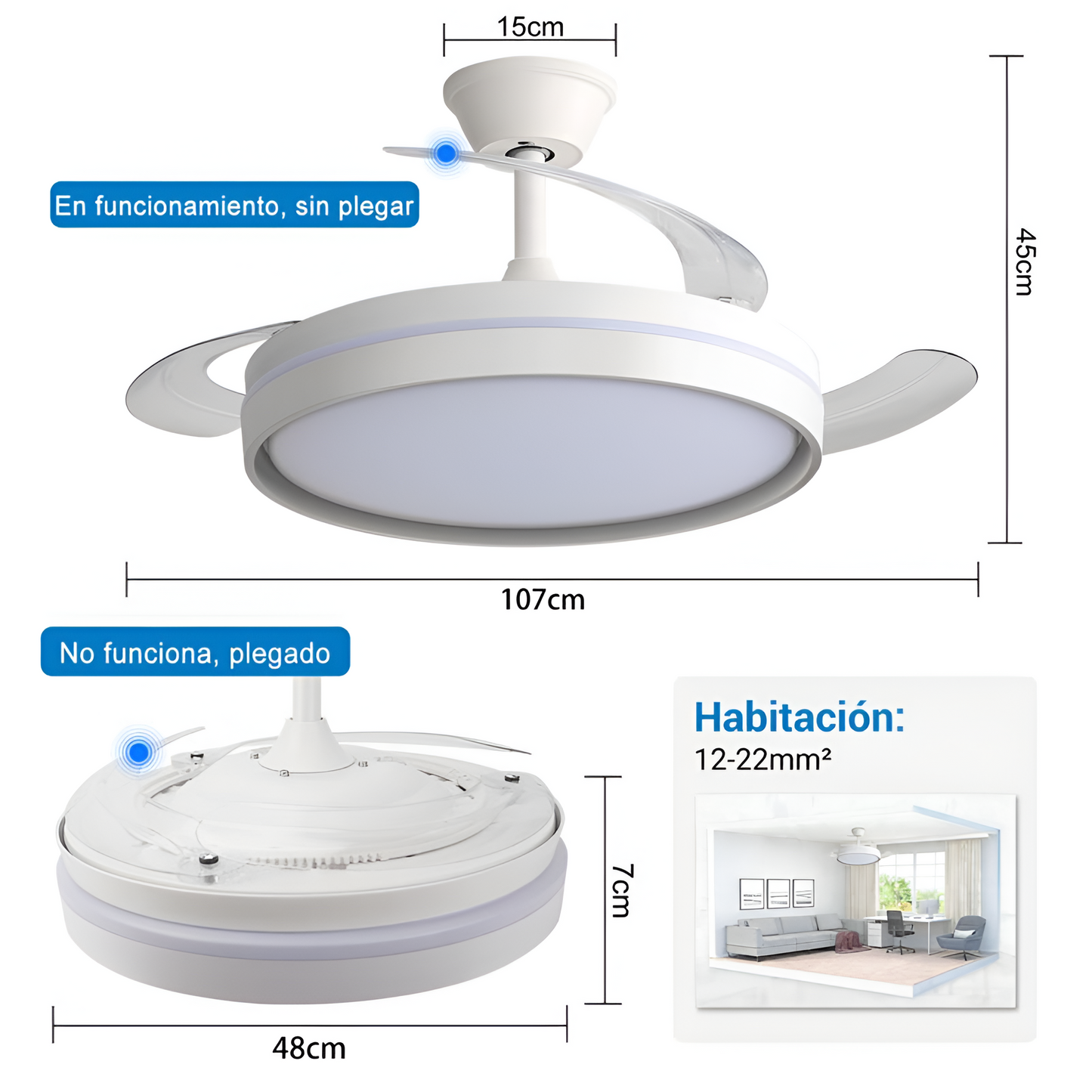 Ventilador de Techo con Luz LED